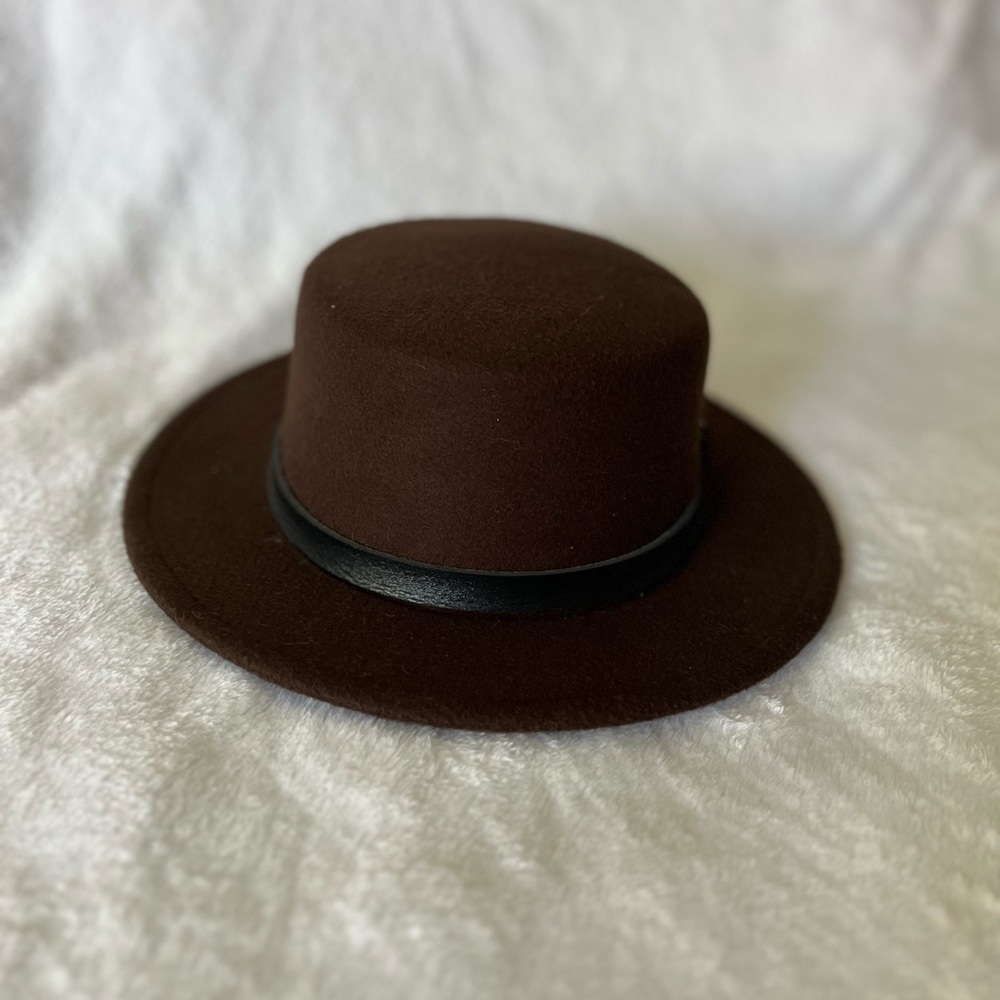 Classic Brown Flat Top Fedora Hat